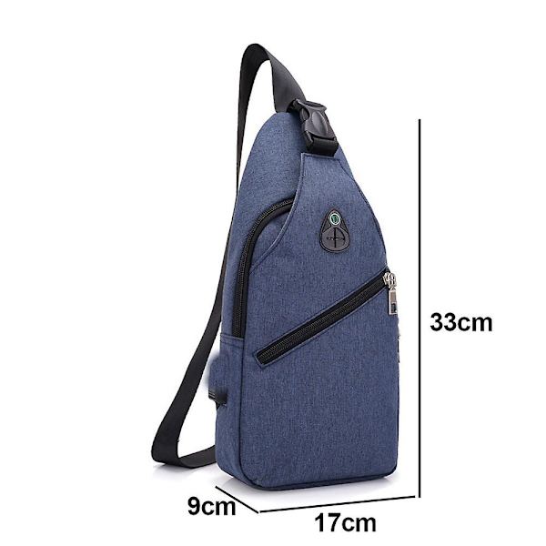 Sling Ryggsäck, Multifunktionell Crossbody Axelväska Resa Vandring Dagryggsäck Usb-gränssnitt Laddningsryggsäck Blå
