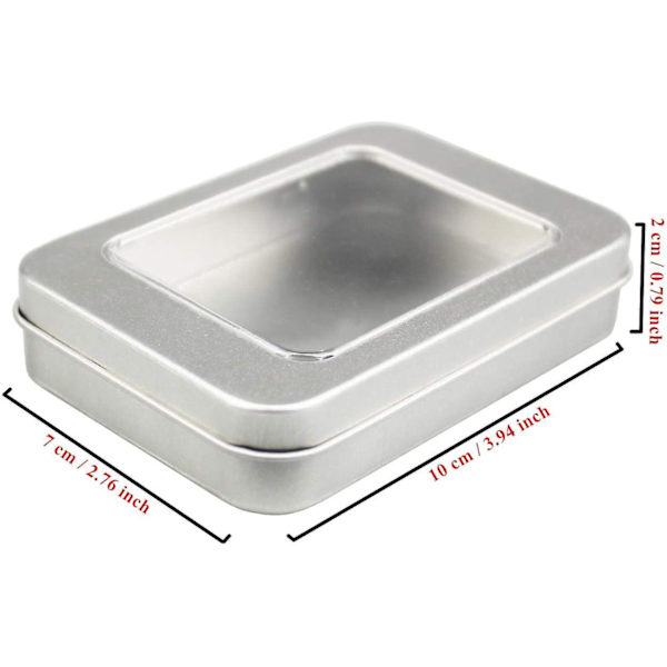 8 rektangulära tomma metallgångjärnslådor förvaringsbehållare hemförvaringslåda minilåda 10 X 7 X 2 cm (Silver)