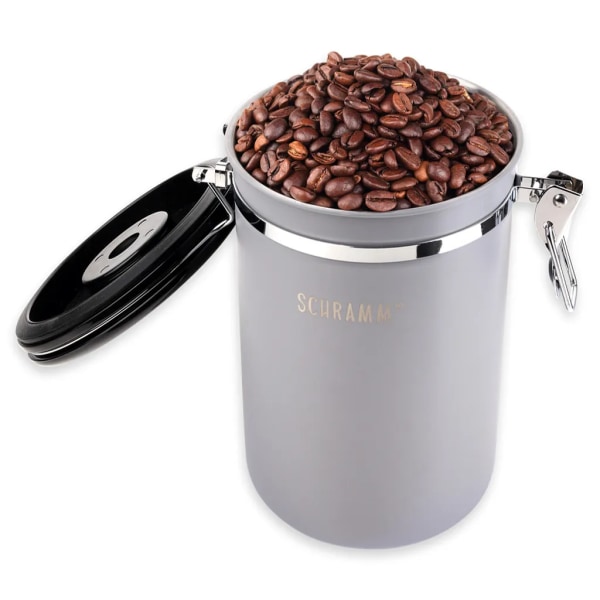 Schramm® kaffeburk 1800 ml i 10 färger med doseringssked Höjd: 19cm Kaffeburkar Kaffeburk av rostfritt stål, färg: grå