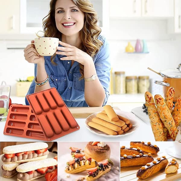 2 st formar, kex silikonform, chokladkakformar, rektangulära silikonformar, fingerkex silikonform