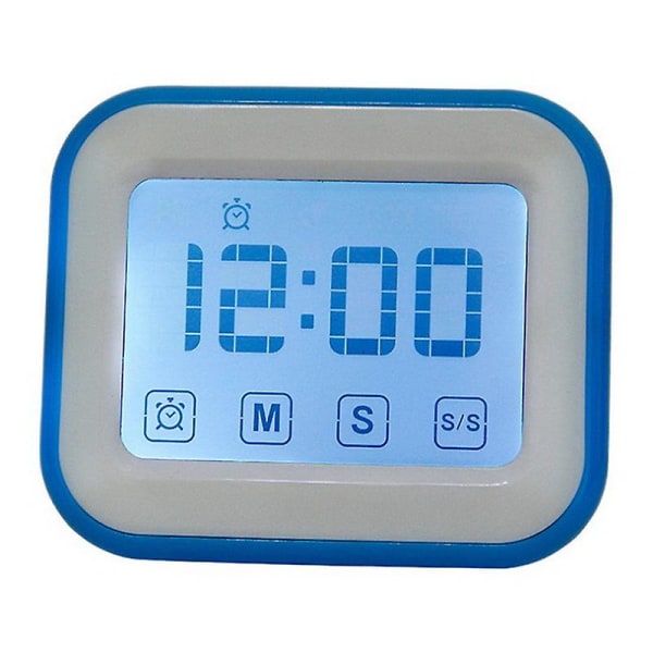 Digital väckarklocka Stor LCD-pekskärm med nattljus för matlagning (blå)