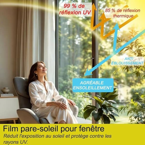 1 Vinduesfilm, spejleffekt, UV-beskyttelse, varmeisolering, til hjemmet.