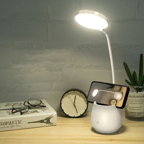 Multifunktionell LED-pennahållare skrivbordslampa student sovrum touch touch skrivbord ögonskydd LED USB