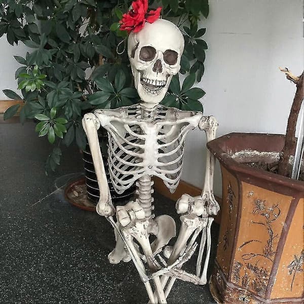 90cm Full Size Poseable Human Prop Skeleton Party Haunted House Decorations Halloween（90CM）