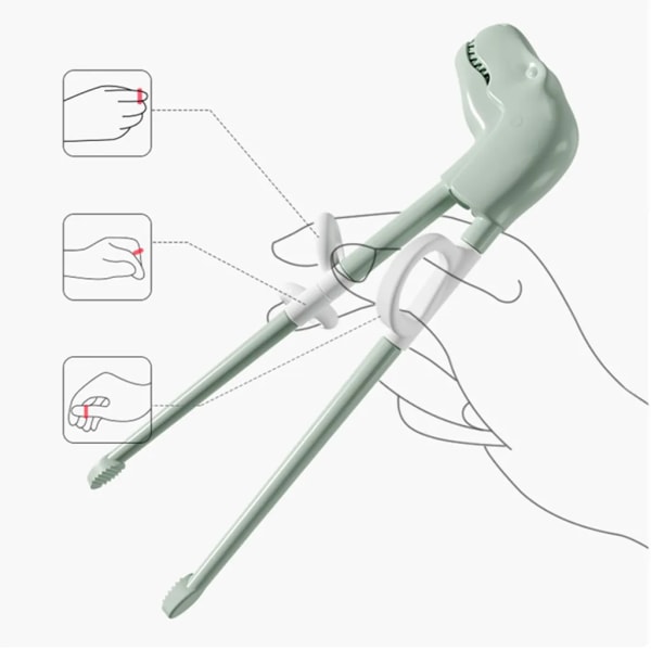 3 par ätpinnar för barn Söt Dinosaurie Baby Lärande Ätpinnar Hjälper set