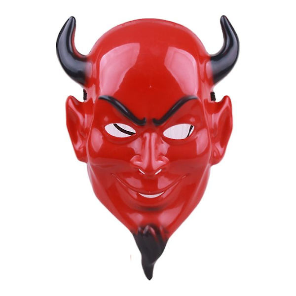 Röd Djävul Mask Halloween Skräck Klä Upp Mask Skräck Rekvisita Röd Horn Mask