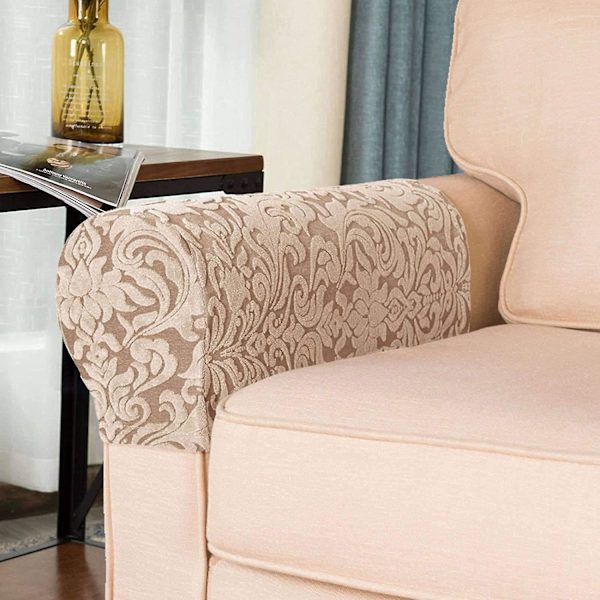 Fåtöljöverdrag, Set om 2 Jacquard Stretch Fåtöljöverdrag Anti-Slip Sofamöbelöverdrag (Aprikos)