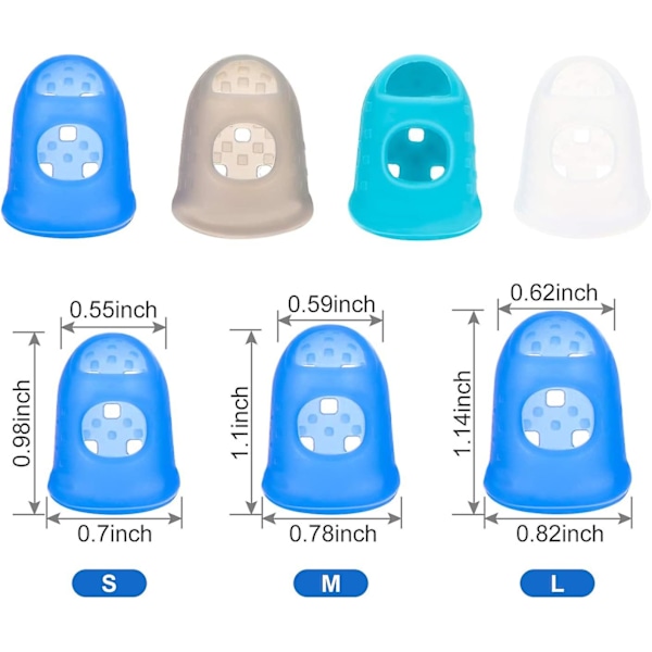 24 stk. Gummifingertupper Beskytter med 3 Størrelser (S/M/L) Fingerbeskytter Dekselhetter for Papirarbeid, Kapping, Voksutskjæring, Gitarspill og Kontor S