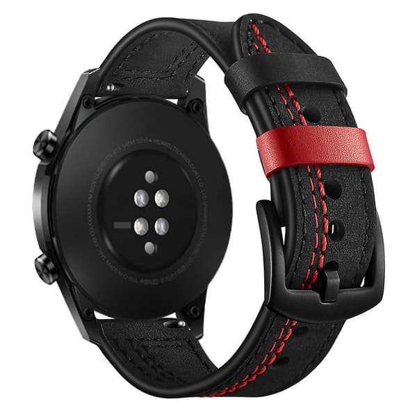 För Huawei Gt2 Sidolinje Stil Läderrem 42mm Svart