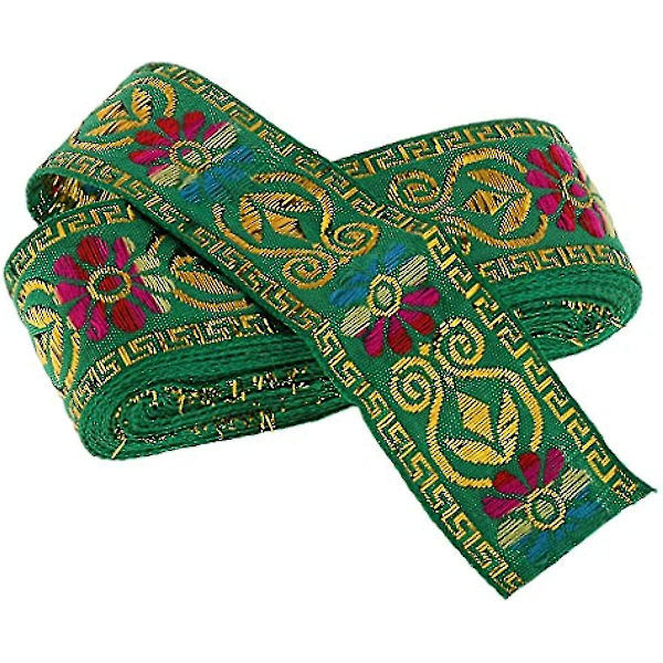 Jacquard Trim Braid Broderad Band Craft Sy Retro Boho Etnisk Tyg Band Trim För Sömnad Hantverk Projekt 7m 6 Stilar Att Välja (Gul)