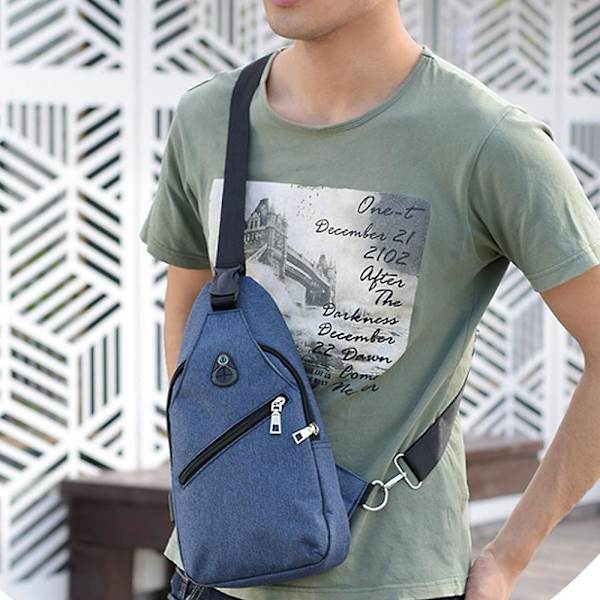 Sling Ryggsäck, Multifunktionell Crossbody Axelväska Resa Vandring Dagryggsäck Usb-gränssnitt Laddningsryggsäck Blå