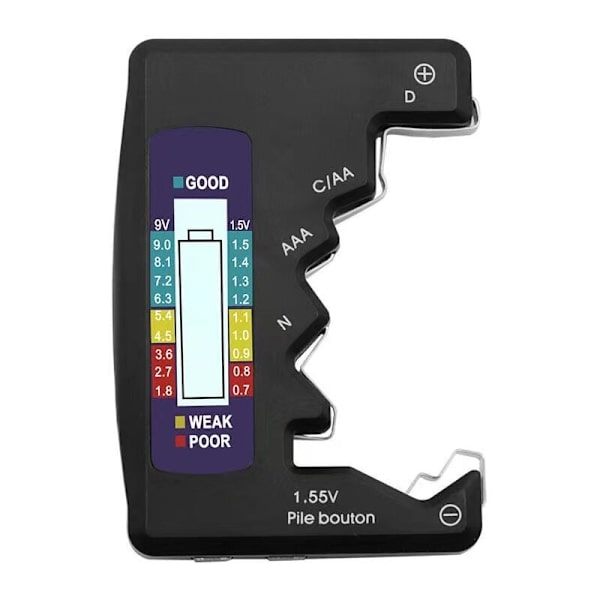 9V 1.5V LCD Digital Batteritestare CDN Knappcell Kapacitetsnivåindikator Detektor Monitor Diagnosverktyg Svart