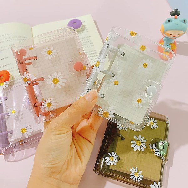 Mini Daisy 3-ring pärm skyddande omslag transparent PVC bärbar dator skyddande omslag lösblad (blå)