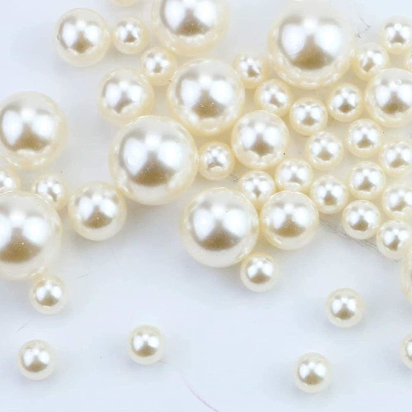 1150 stycken 3/4/5/5/6/8/10/12mm vita runda pärlor i satin för DIY-hantverk, halsband, örhängen, ring (beige)