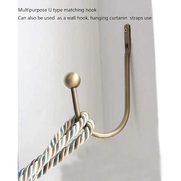 2 st väggmonterade U-formade metallgardinkrokar