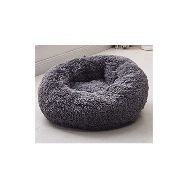 Rund sovkorg för hundkatt, plysch korgkudde Tjock madrass Vinterrund säng för husdjur (XS/40 cm, mörkgrå)