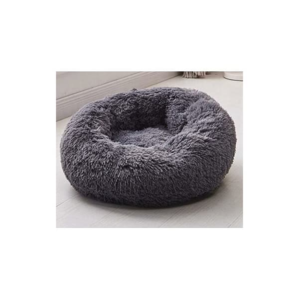 Sovende rund kurv til hund kat, plys kurvepude tyk madras vinter rund seng til kæledyr (XS/40cm, mørkegrå)