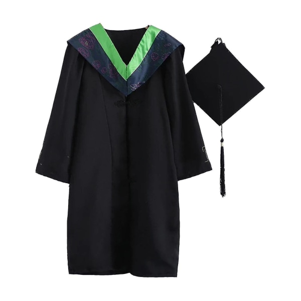 1 set Vacker finstickad examensuniform polyester Elegant festlig examensklänning för fotografering Hög kvalitetXLGrön