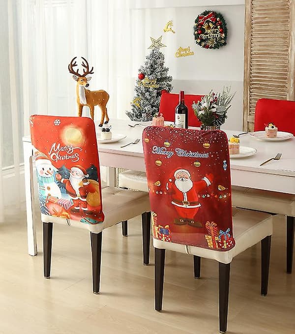 Julstolsöverdrag 3 stycken tomte snögubbe stolsryggöverdrag