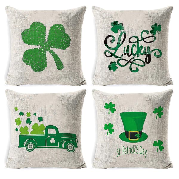 4-pack Heminredning Överdrag St. Patrick's Day Kuddfodral Kudde Överdrag