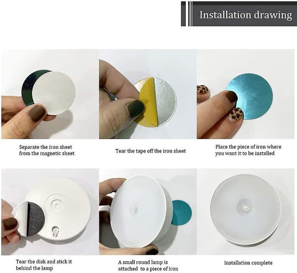 3-pack trådlösa LED-nattlampor med rörelsesensor, USB-laddning