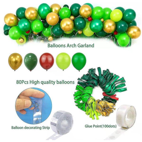 Grön djungelfest ballonger Dinosaurie födelsedagsfest Tillbehör Grattis på födelsedagen dekorationer för pojke