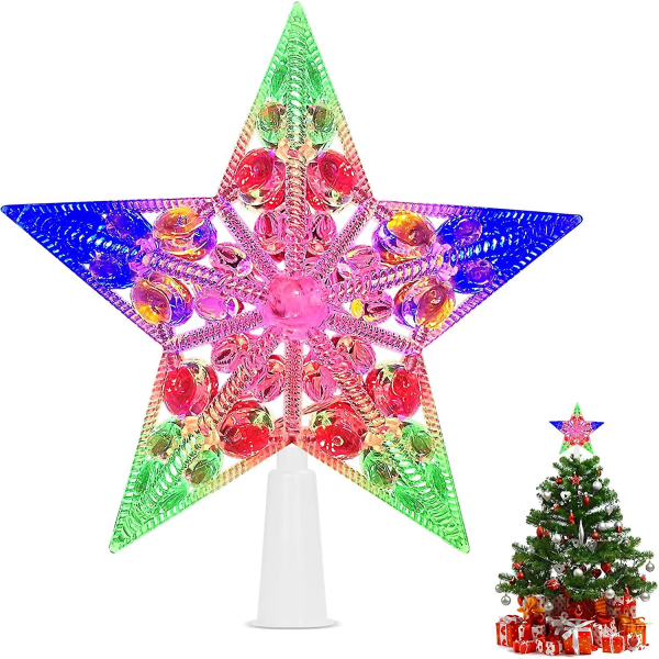 Joulukuusitähti, Led Tree Topper Light, Sytytä joulukuusentähti, kimalteleva joulukuusentähti, joulukuusenkorjaus, tähti jouluksi,