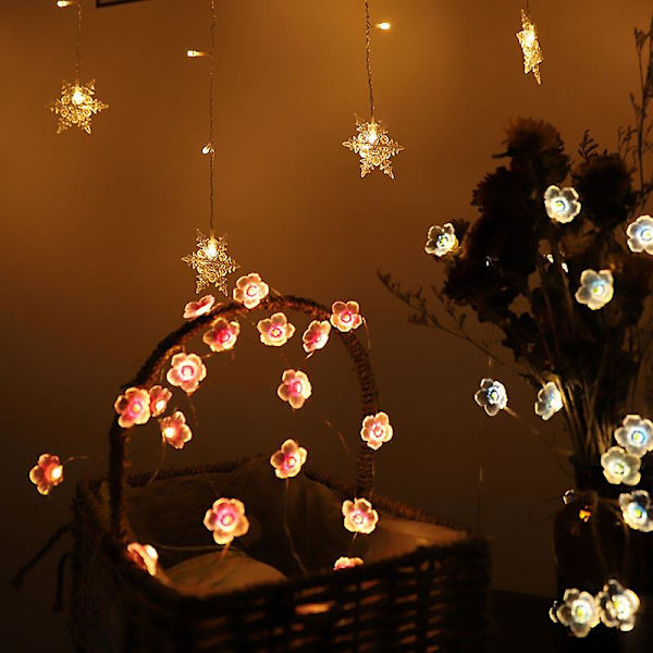 Ljus med 40 LED Körsbärsblommor Blå, Batteridriven (batterier ingår ej), för Jul, Flickrum, Sovrum, Inomhus, Utomhus, Bröllop, Alla hjärtans dag
