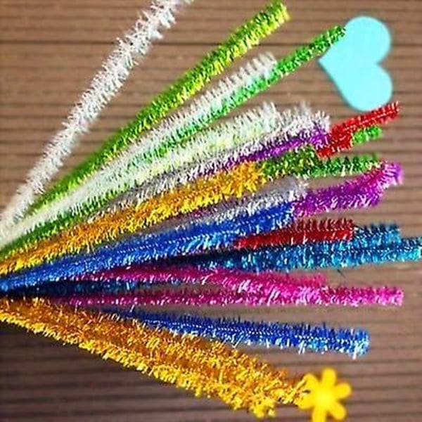 100 stk 12 tommers glitter tinsel kreative kunst chenille stenger piperensere (flerfarget)