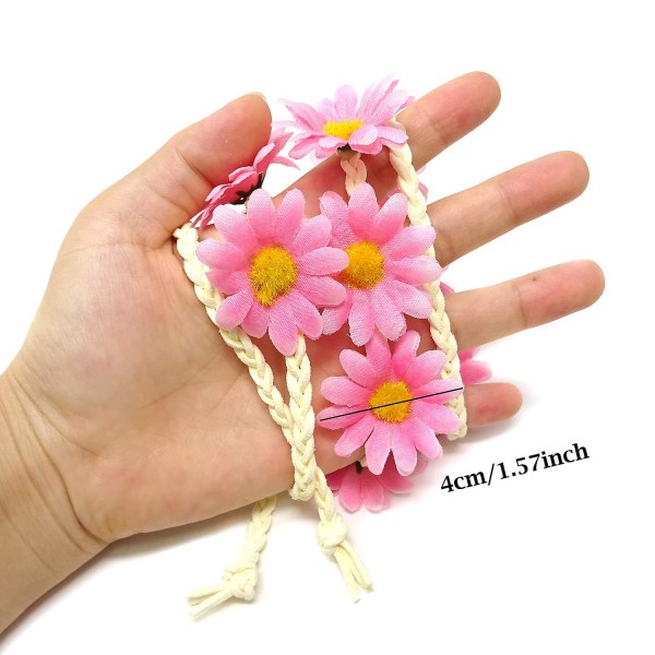 2 st Fashion Blomster Hårband Solros Hår Krans Festlig Hårband (Rosa+Blå)