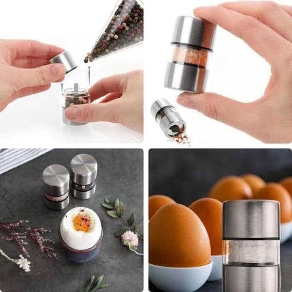 2x Krydderikværn, Rustfrit stål, Keramik, Kompakt, Salt og peber, Køkken.