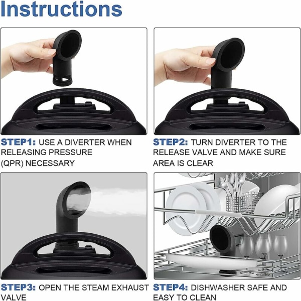 Silikonångavledare - Tillbehör till Duo/Smart/Plus/Viva Instant Pot tryckkokare - Alla kvartsstorlekar - Kök/husbilsapparat - Svart DKSFJKL
