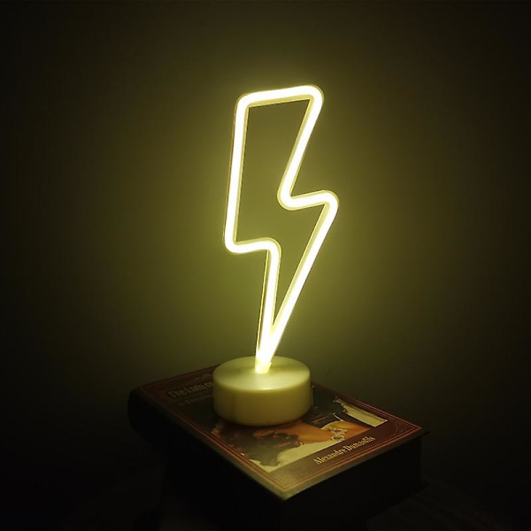 Blixt Neon Skylt Neonljus Rumljus Söt Rumdekor Tonårsflicka Rumdekor Usb/batteridriven Led-ljus För Rum Sovrum,(varm Vit)