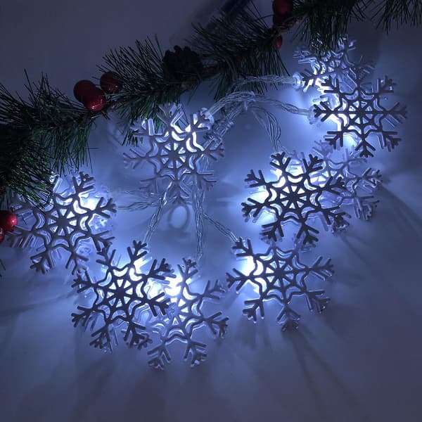 3 meter 20 lampor-usb jul snöflinga ljusslinga vit