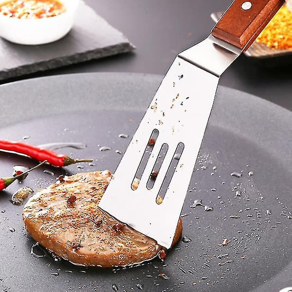 Med trähandtag Biffstek Spatel Flat Colander Shovel