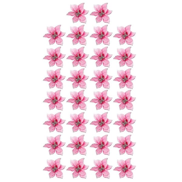30 juldekorationer: snöflingor, granar, kransar och hängande julgranar.