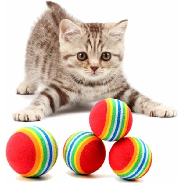 Rainbow Mjukt skum Kattbollar Färgglada Pet Chew Toy Balls Kattbollar Söt Rainbow Ball för katter Rullande Roller Scratch Play Chew (Pack med 20)