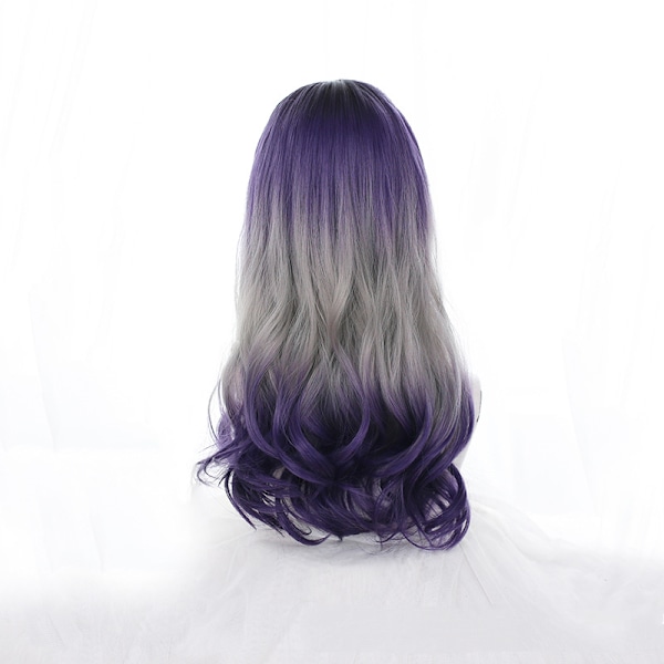 Peruk dam lolita långt lockigt hår huvudbonad lila gradient