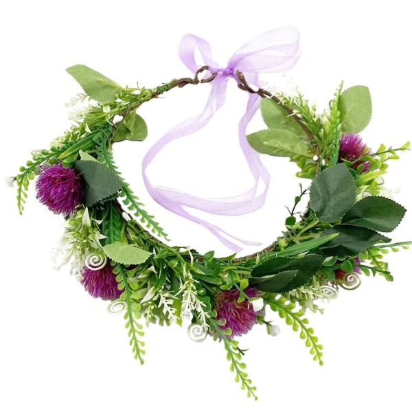 Blomsterkrans Krans Boho Grönt Blad Blomster Huvudbonad Bröllop Brud Blomsterkrans-4