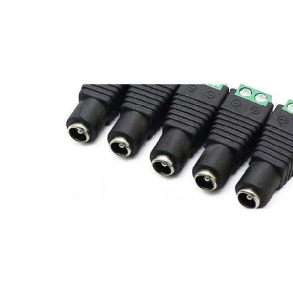 10 DC strømstik han/hun 12V, adapterstik til kamera/DVR/LED.
