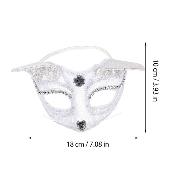 Halloween Mask Halv Ansikte Cosplay Festival Mask Kvinnor Maskerad Fest Spets Mask Vit