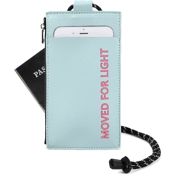 Plånbok med dragkedja för damer med lanyard passväska mobiltelefonhållare myntväska (blå)
