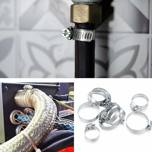 Justerbare slangeklemmer, slangeklemmer, rustfrie stålslangeklemmer, bilslangeklemmer, svømmebassengslangeklemmer, 60 stk/8-38 mm