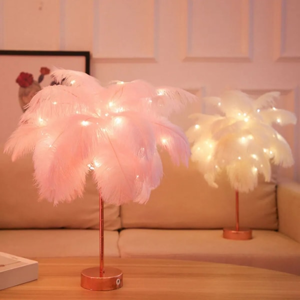 96-LED USB bordslampa rosa fjäderbordslampa Sänglampa med fjärrkontroll 50-fjädrar  bordslampa 5fee | Fyndiq