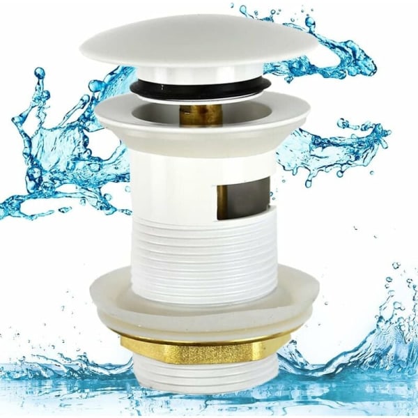 Håndvask Stor krom pop-up afløb Automatisk pop op med overløbsafløb Kobber pop-up fjederhætte Håndvask til badeværelse (sort)