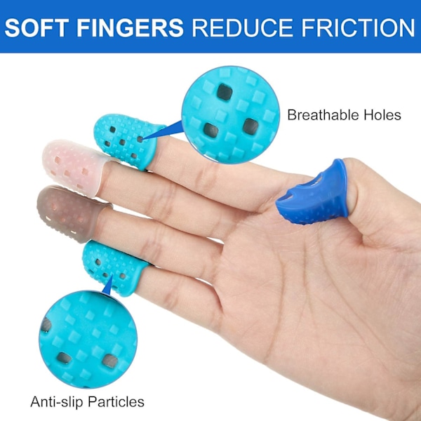 24 stk. Gummifingertupper Beskytter med 3 Størrelser (S/M/L) Fingerbeskytter Dekselhetter for Papirarbeid, Kapping, Voksutskjæring, Gitarspill og Kontor S