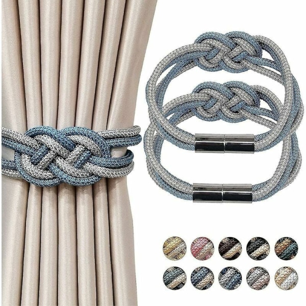 2-pack starka magnetiska gardinbindningar Uppgradera nordisk enkel stil draperad bindning Tvåfärgad vävning av repknutar Dekorativa gardinbindningar för