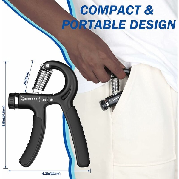 Greppstyrketräningspaket med 2 greppstärkare med justerbart motstånd 11-132 Lb (5-60 kg) Handtränare för muskelträning och skadeåterhämtning