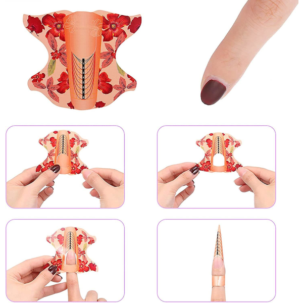 500 bitar Nail Acrylic Art Tips Guide Gel Extension Guard Style Tool Curl Form för nagelvård