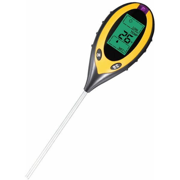 Markfuktighet, pH, ljus, fyra-i-ett-termometer, trädgårds-pH-testare (utan batteri)